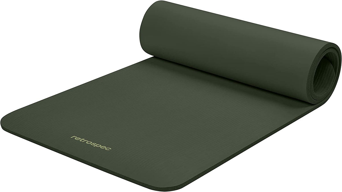 Retrospec Solana Yoga Mat Thick 1/2In Non-Slip Workout Mat with Nylon Strap - 72X24In Exercise Mat for Pilates, Stretching & Fitness - BPA Free, Easy Clean