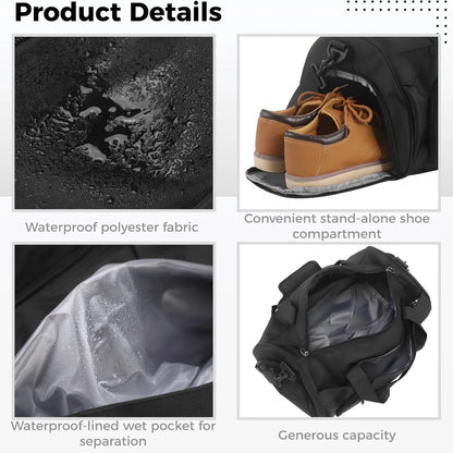 Gym Sport Duffel Bag with Shoe Compartment and Wet Pocket for Fitness Travel