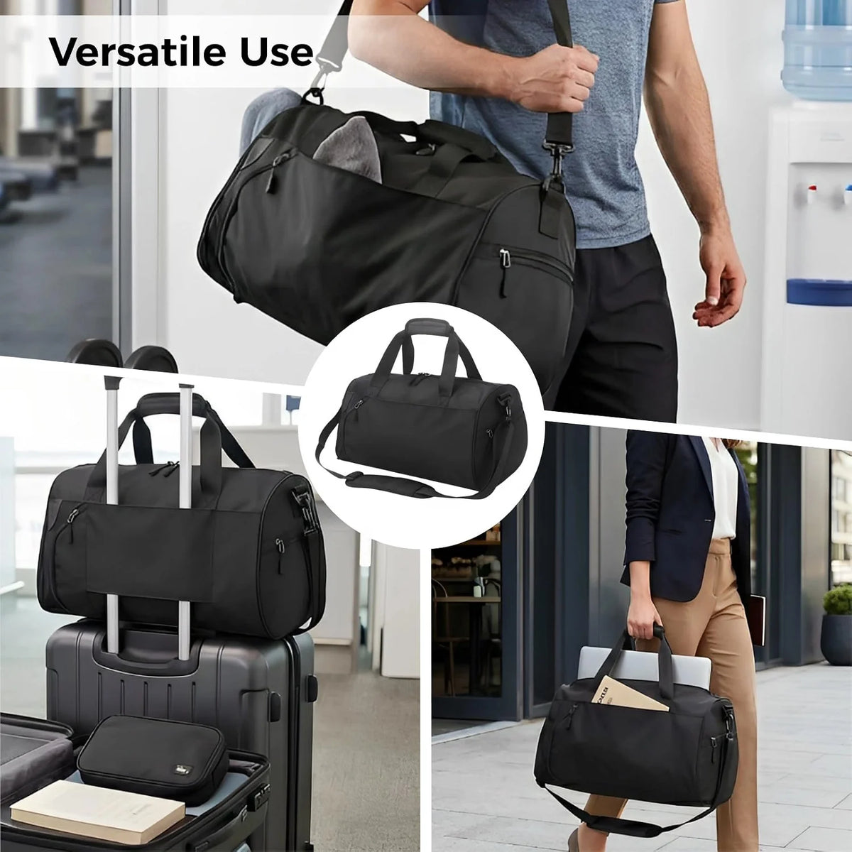 Gym Sport Duffel Bag with Shoe Compartment and Wet Pocket for Fitness Travel