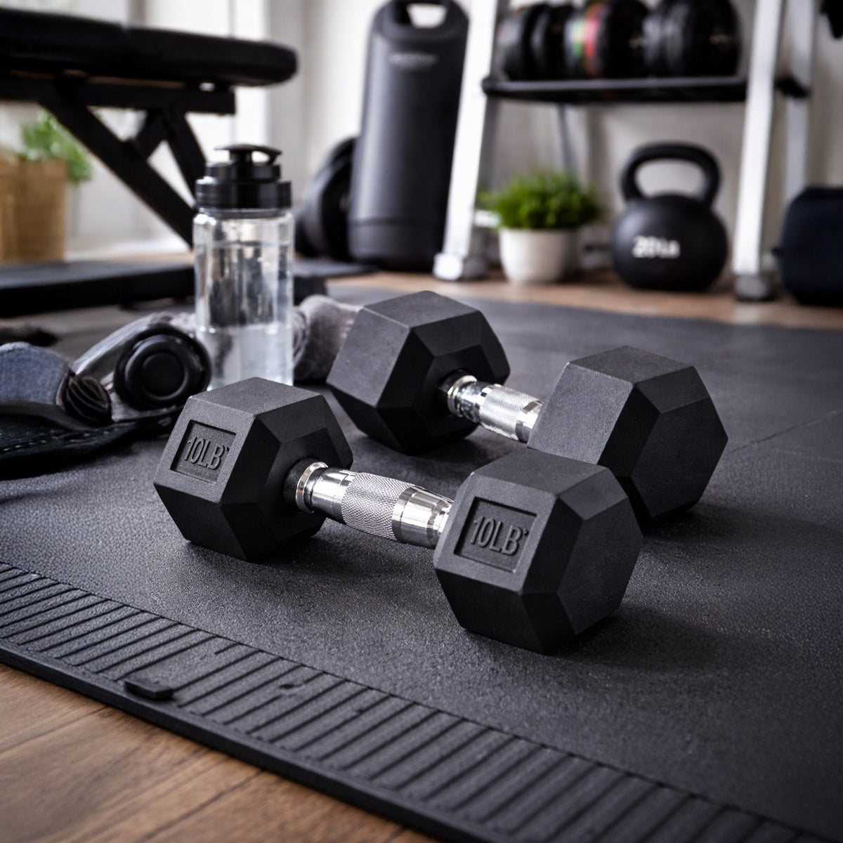 Signature Fitness Hex Dumbbells Strength Training Workout Equipment Set, 10 Lbs